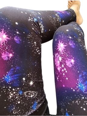 LEGGINGS DEPOT GALAXY Print Leggings Blue & Black Size 10 NWT